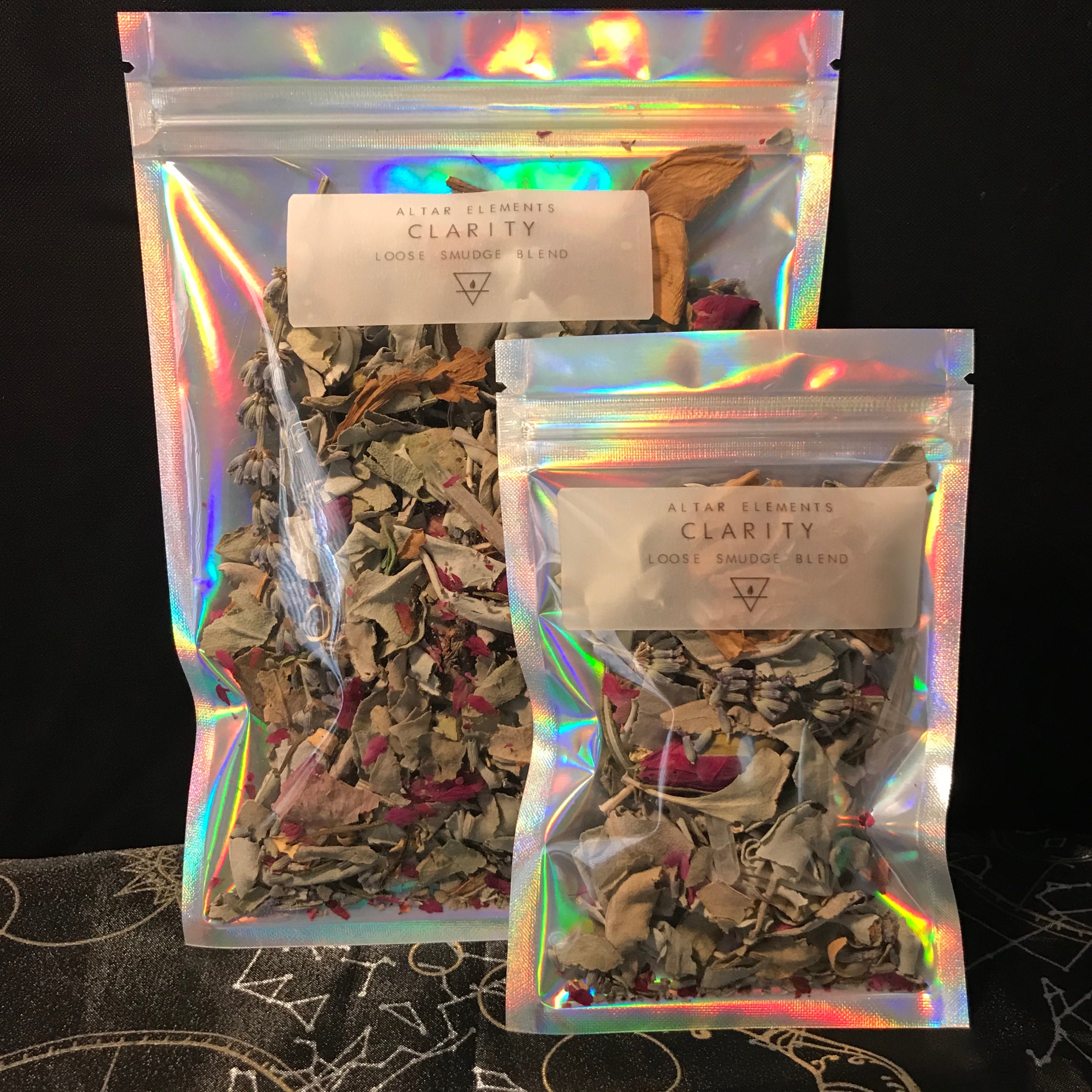 Clarity // Loose Smudge Blend White Sage Rose Orange Blossom Rosemary Lavender Plumeria Clear Quartz Crystals
