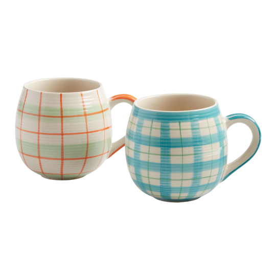 Rounded Plaid Hand Painted Mug Collection by World Market