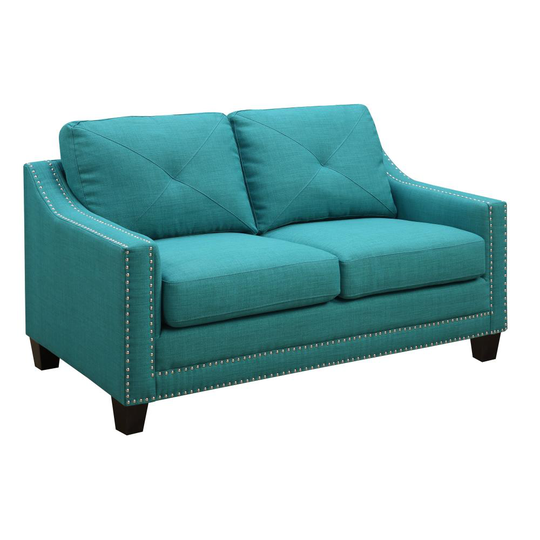 Picket House Furnishings Mauldin Modern Teal Polyester/Blend Loveseat in Blue | UMO087201