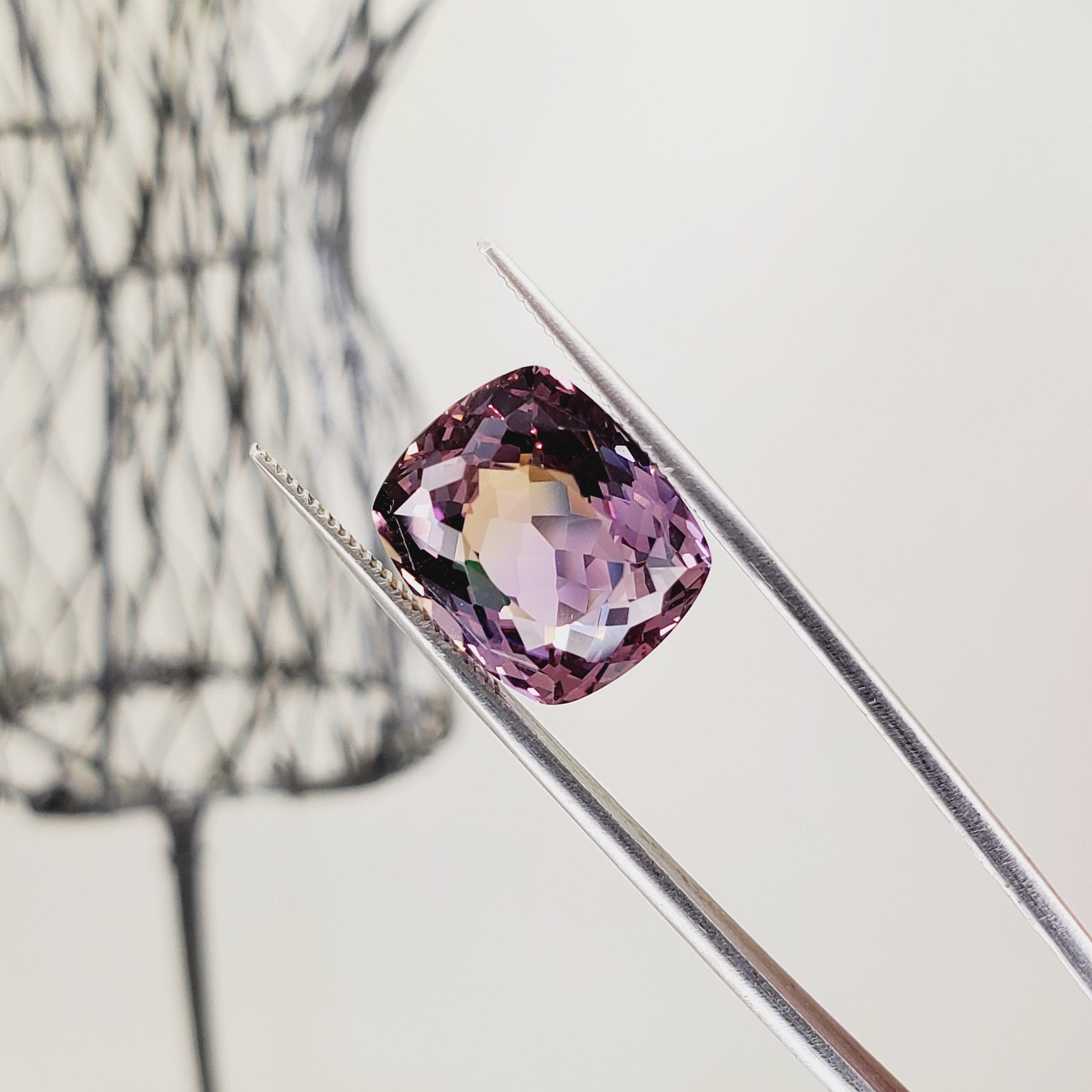 7.85Ct Natural Blended Ametrine Amethyst & Citrine 13x11mm Rectangle Cushion Fancy Cut Loose Faceted Gemstone