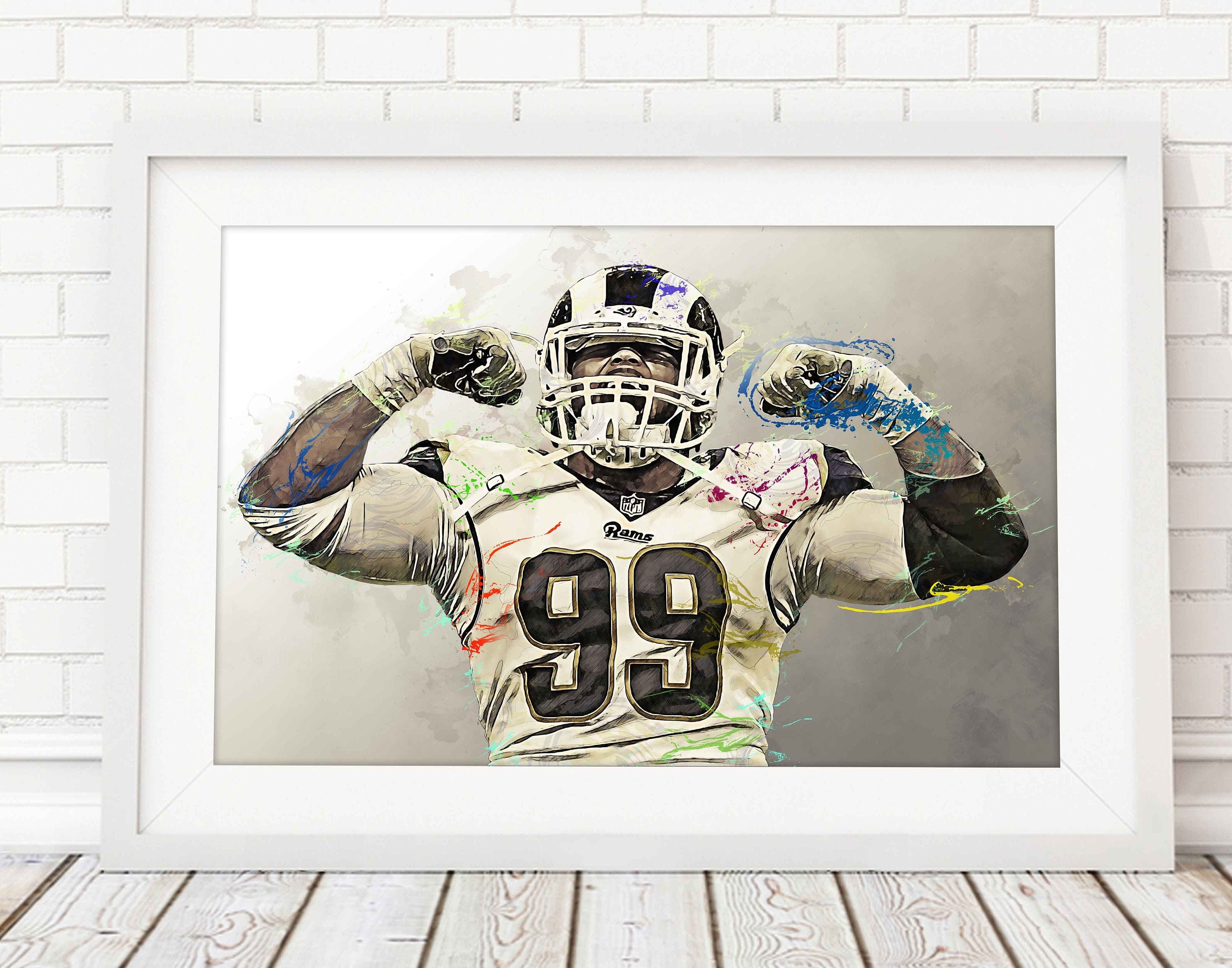 Aaron Donald Poster - Los Angeles Rams Canvas Print, Wall Art, Sports Art Football Poster, Kids Decor, Man Cave, Gift, Modern