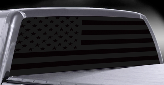 Premium Universal Fitment Solid American Flag Rear Window Vinyl Decal Fits Jeep Ram Silverado Sierra F150 Tundra Tacoma