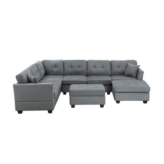 Clihome Sectional Gray Sofa Modern 4-Piece Polyester/Polyester Blend Gray Living Room Set | OF-02SG14-AAGR