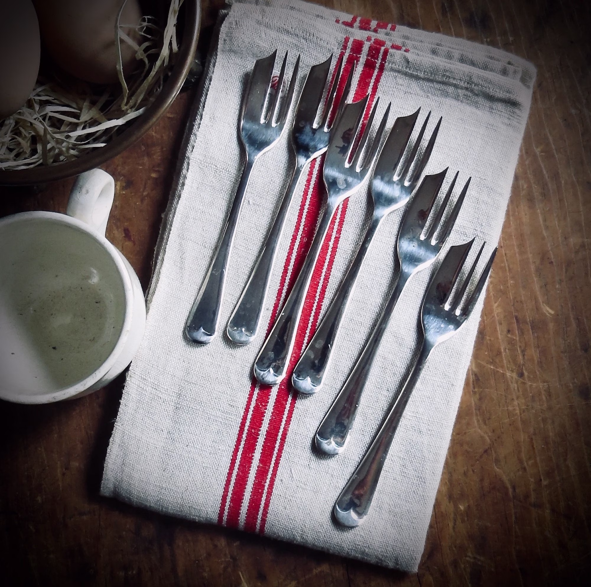 Vintage Silver Forks Seafood England Set Of Six Silverplate Silverware