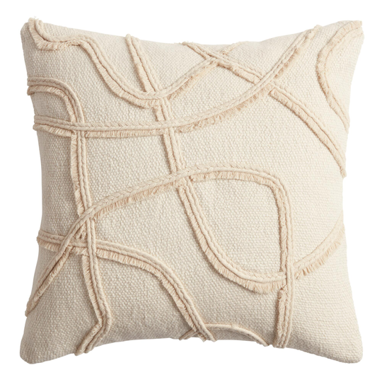 Ivory Abstract Lines Throw Pillow - 18" Square by World Market
