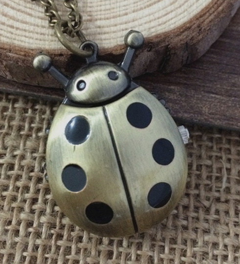 1Pcs 24mmx33mm Bronze Color Beetles Pocket Watch Charms Pendant Sz0117