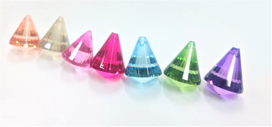 7Pc Set Diamond Cut Ball Chandelier Crystals, Assorted Colors, 38mm