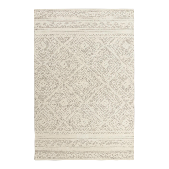Ivory Diamond Tufted Wool Kelsey Area Rug: White by World Market