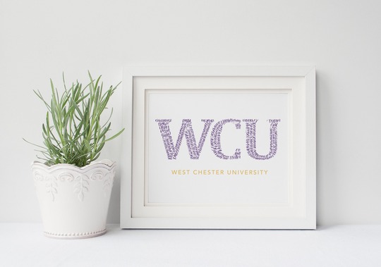 West Chester University Calligraphy Wordy Art Print