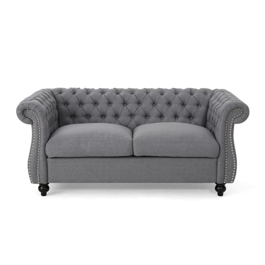 Best Selling Home Decor Somerville Glam Dark Gray and Dark Brown Polyester/Blend Loveseat | 306025