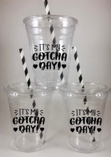 Gotcha Day Party Cups Adoption Birthday Disposable Custom Colors Free