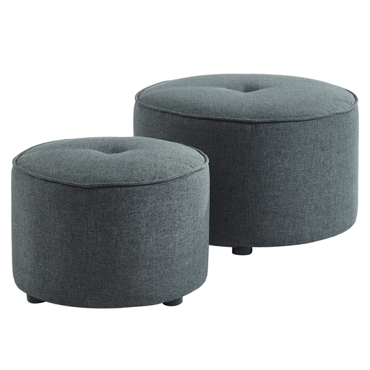 Worldwide Homefurnishings Modern Grey Polyester/Polyester Blend Round Ottoman in Gray | 402-139GY