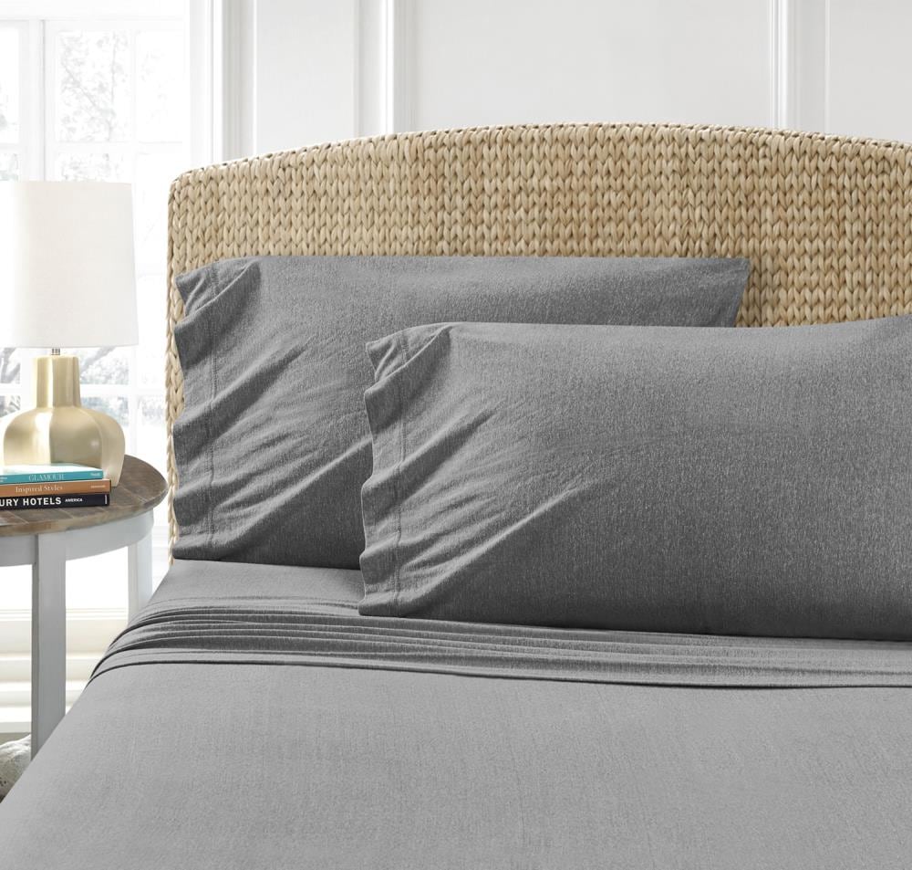 MHF Home MHF Home Cotton Blend T-Shirt Jersey Set Twin Extra Long Cotton Polyester Blend 3-Piece Bed Sheet in Gray | M589683