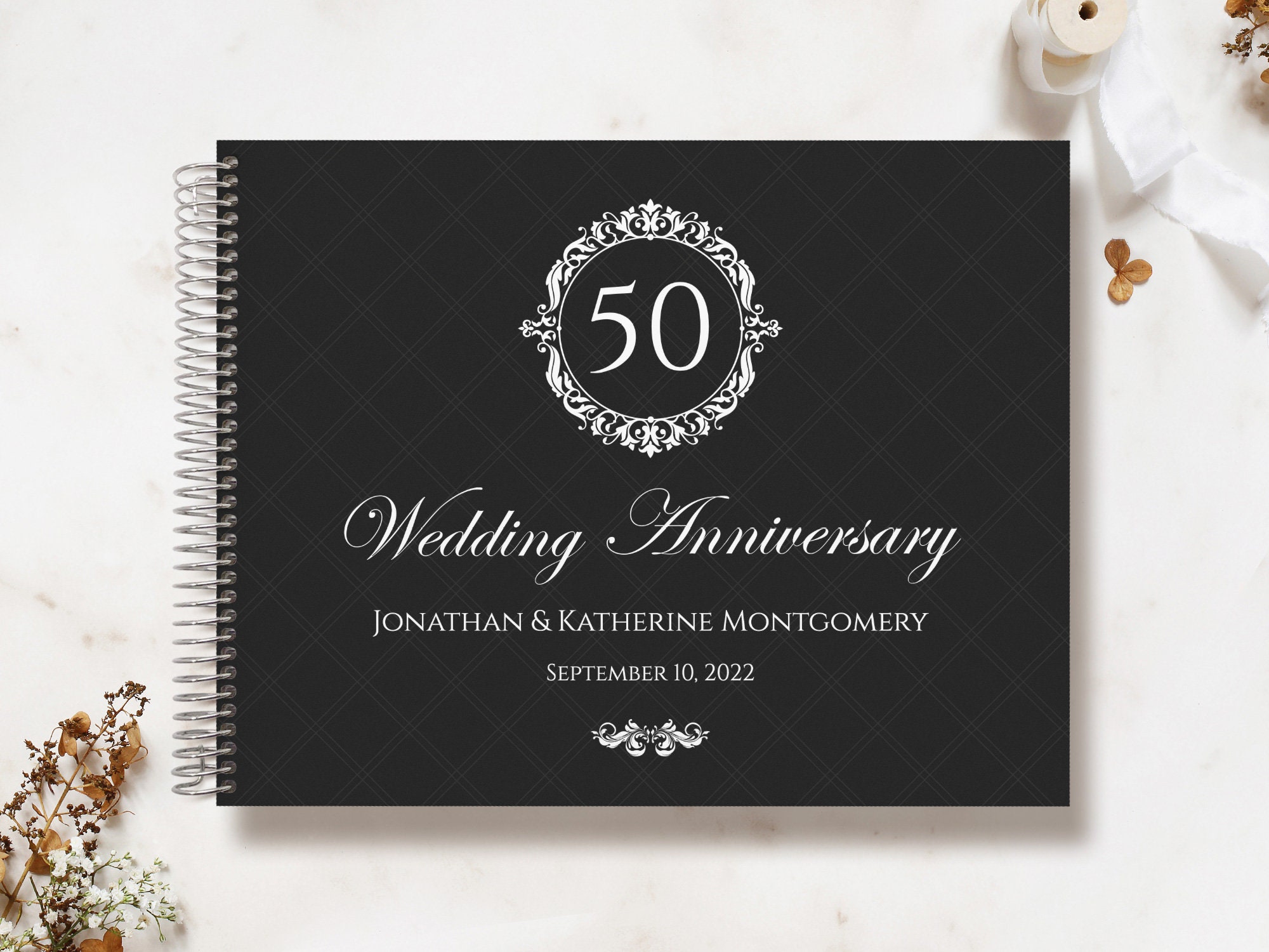 Anniversary Guest Book | Guestbook Custom Registry Flourish Circle