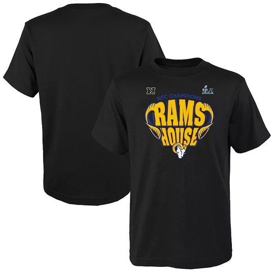 Youth Fanatics Branded Black Los Angeles Rams 2021 NFC Champions Hometown T-Shirt, Boy's, Size: YTH Large
