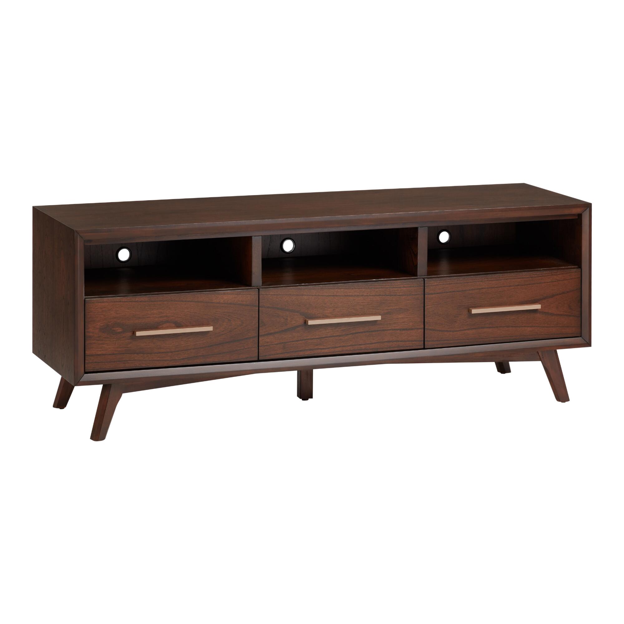 Walnut Brown Mahogany Mid Century Albin Media Stand by World Market