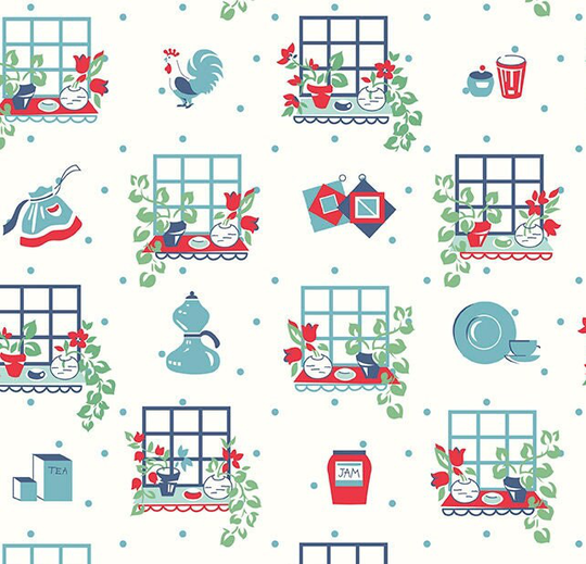 Cook Book Window Cottage, Lori Holt For Riley Blake, 1/2 Yard - Cut Continuously, C11756-Cottage