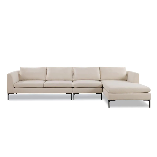 Jennifer Taylor Home Weylyn Glam Sky Neutral Beige Dye Polyester/Blend Sectional in Off-White | S66100-R-970