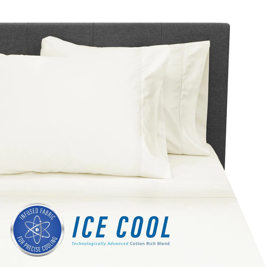 SensorPEDIC Ice Cool 400 Thread Count Sheet Set Full 400-Thread Count Cotton Blend Cream 4-Piece Bed Sheet in Off-White | 10319