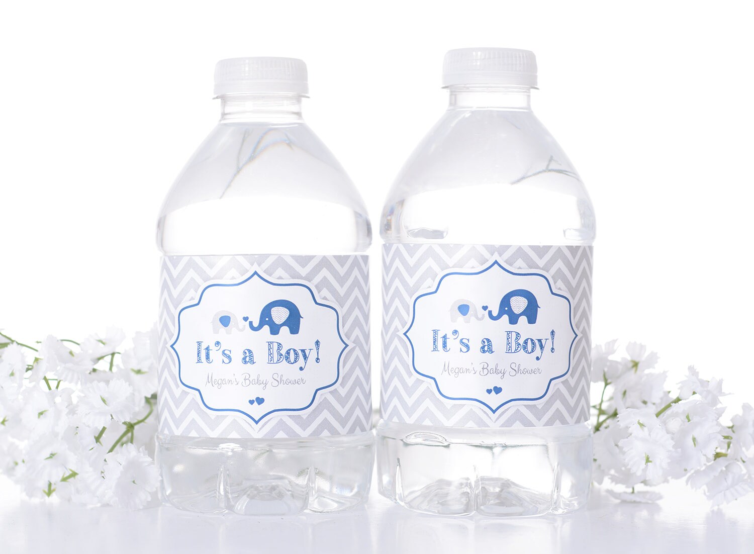 Baby Shower Water Bottle Labels - Stickers Waterproof For Elephant #bsiw-97
