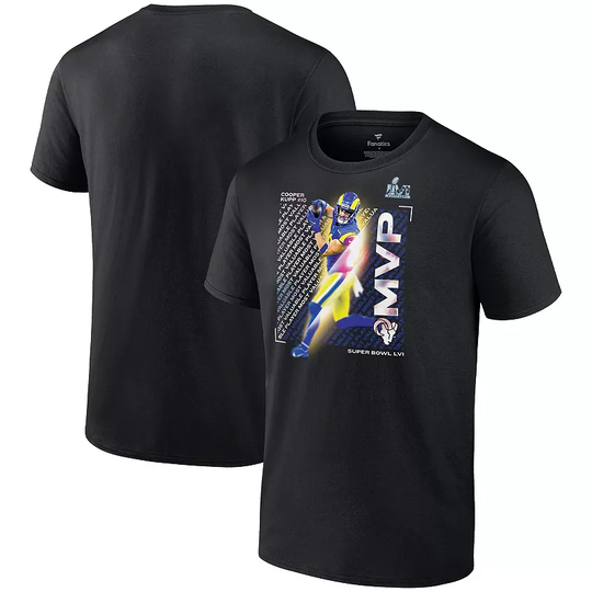 Men's Fanatics Branded Cooper Kupp Black Los Angeles Rams Super Bowl LVI Champions MVP T-Shirt, Size: XL