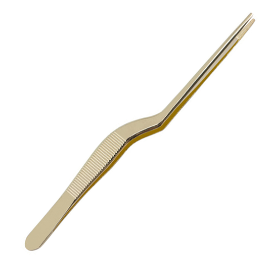 Non-Slip Plating Tweezer High Strength Stainless Steel Serving Presentation BBQ Tongs Seafood Tool - golden