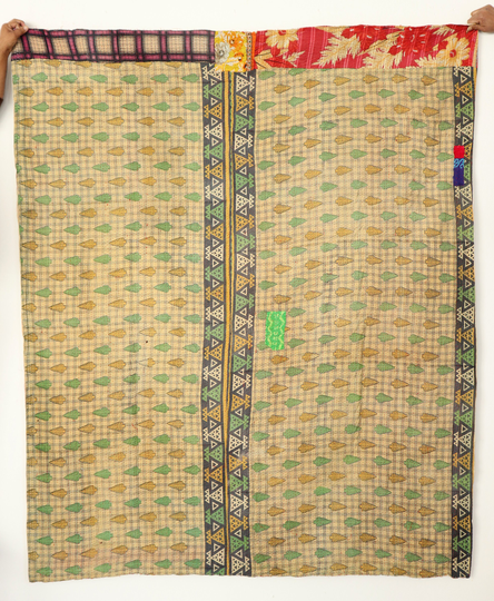 New Arrival Vintage Kantha Quilt Organic Cotton Handmade Throw Home Decor Reversible Ralli Recycled Old Blanket Manufacturer