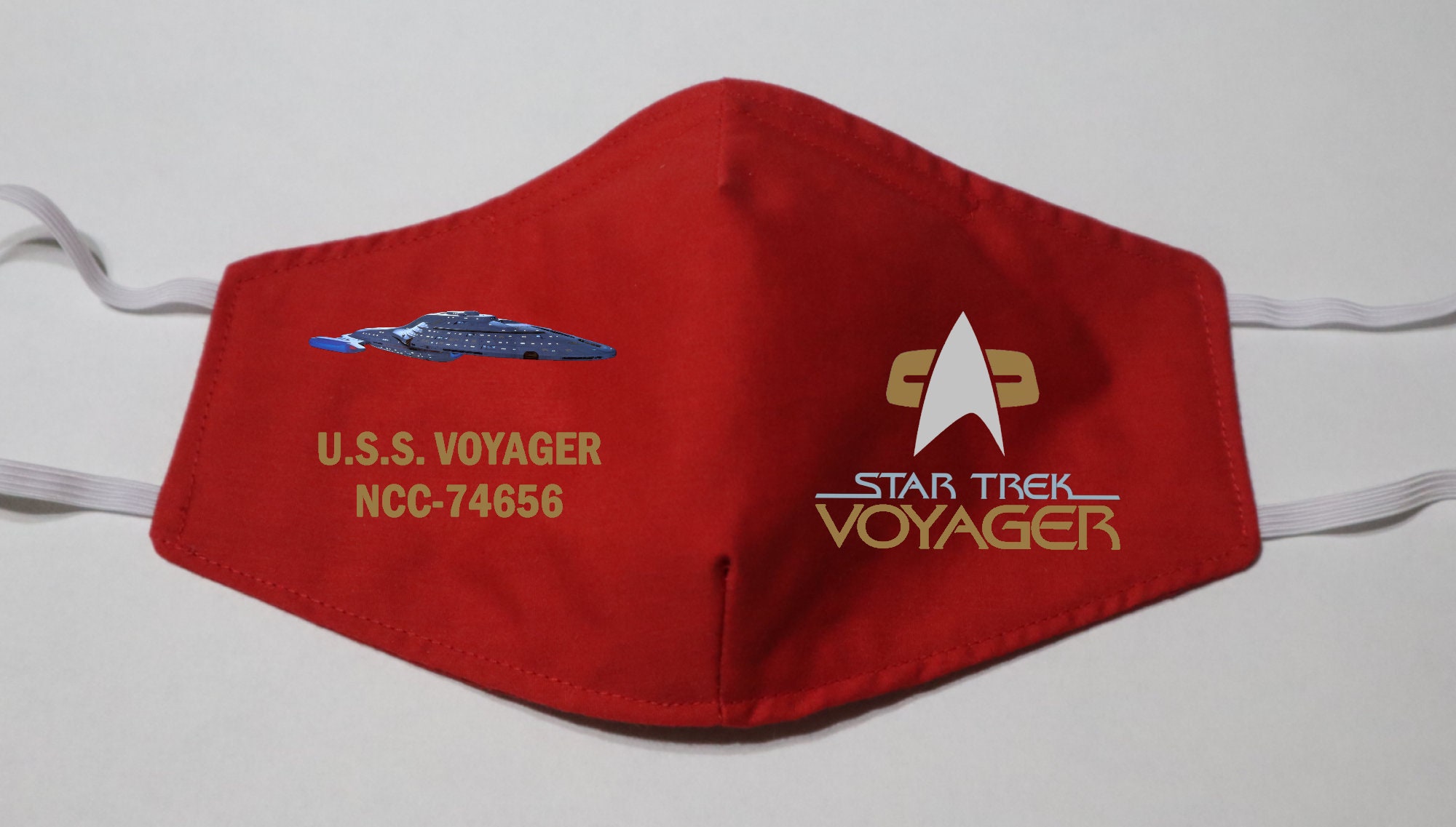Handmade Cotton Blend Customizable Face Masks With Adjustable Ear-Loops - Star Trek Voyager Ncc-74656