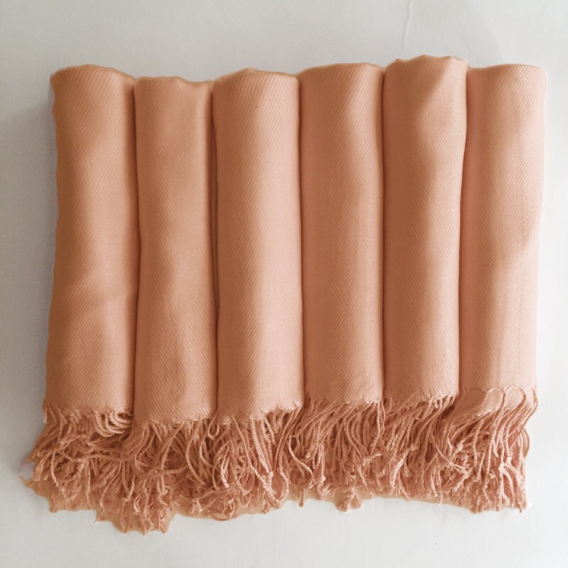 Pashmina Shawl Peach Bridesmaid Gift, Wedding Favor, Bridal Party Gift - Favor