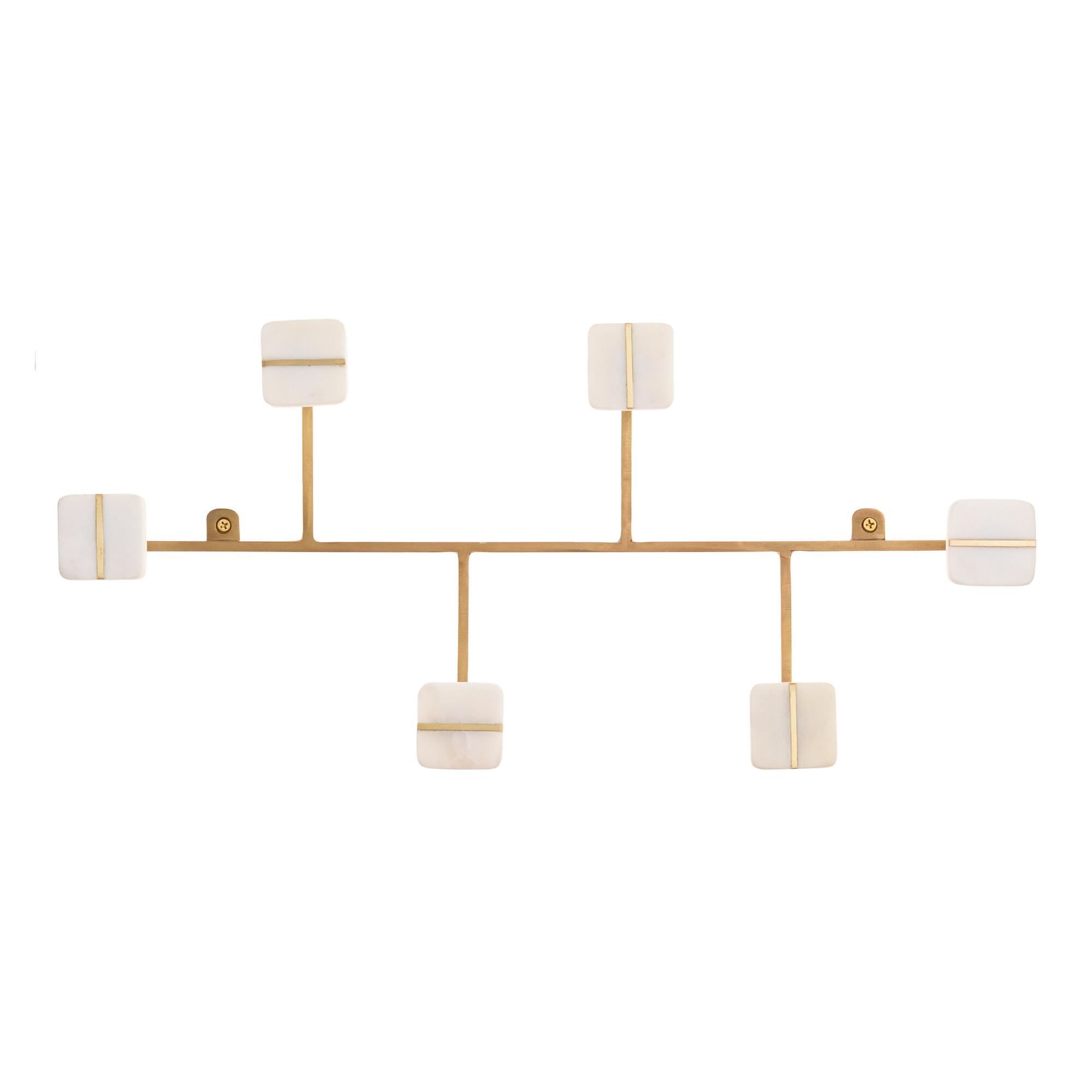 White Marble And Gold Metal Asymmetrical Wall Rack by World Market