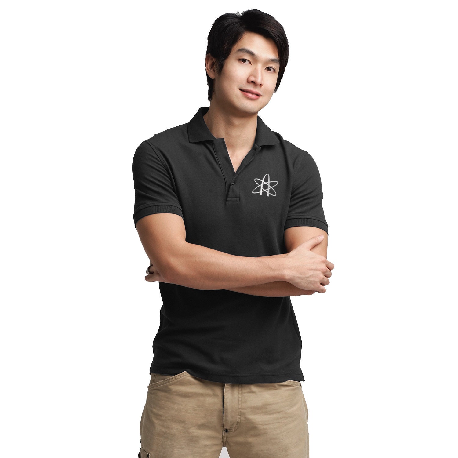 Atom Symbol Embroidered Men's 5 Oz. Blend-Tek Polo - Ef-Eap-Mp-00004