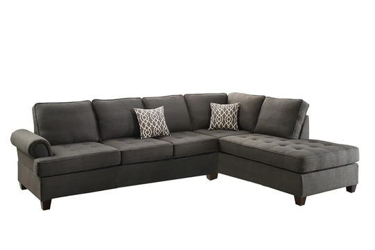 Poundex Azura Casual Ash Grey Polyester/Blend Sectional in Gray | F6990
