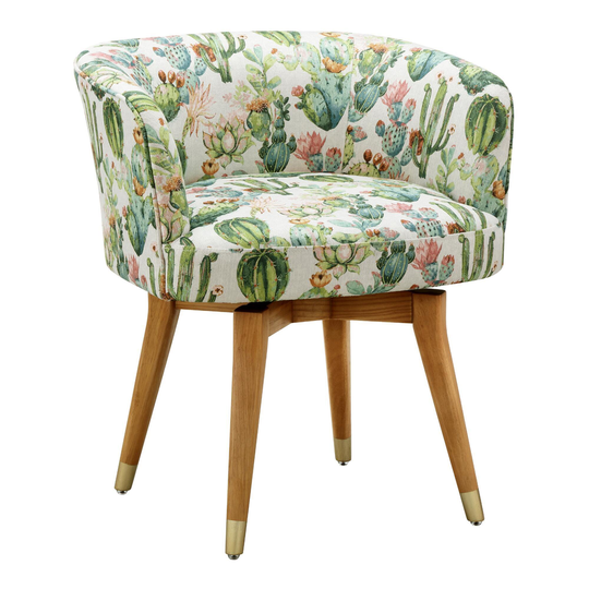 Vanessa Upholstered Swivel Chair: Green/Multi - Fabric by World Market