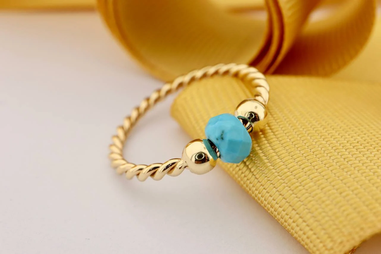 Fidget Anxiety Ring, Bead Ring, 14K Real Gold Dainty Minimalist Ring For Her, Gift Anti Worry
