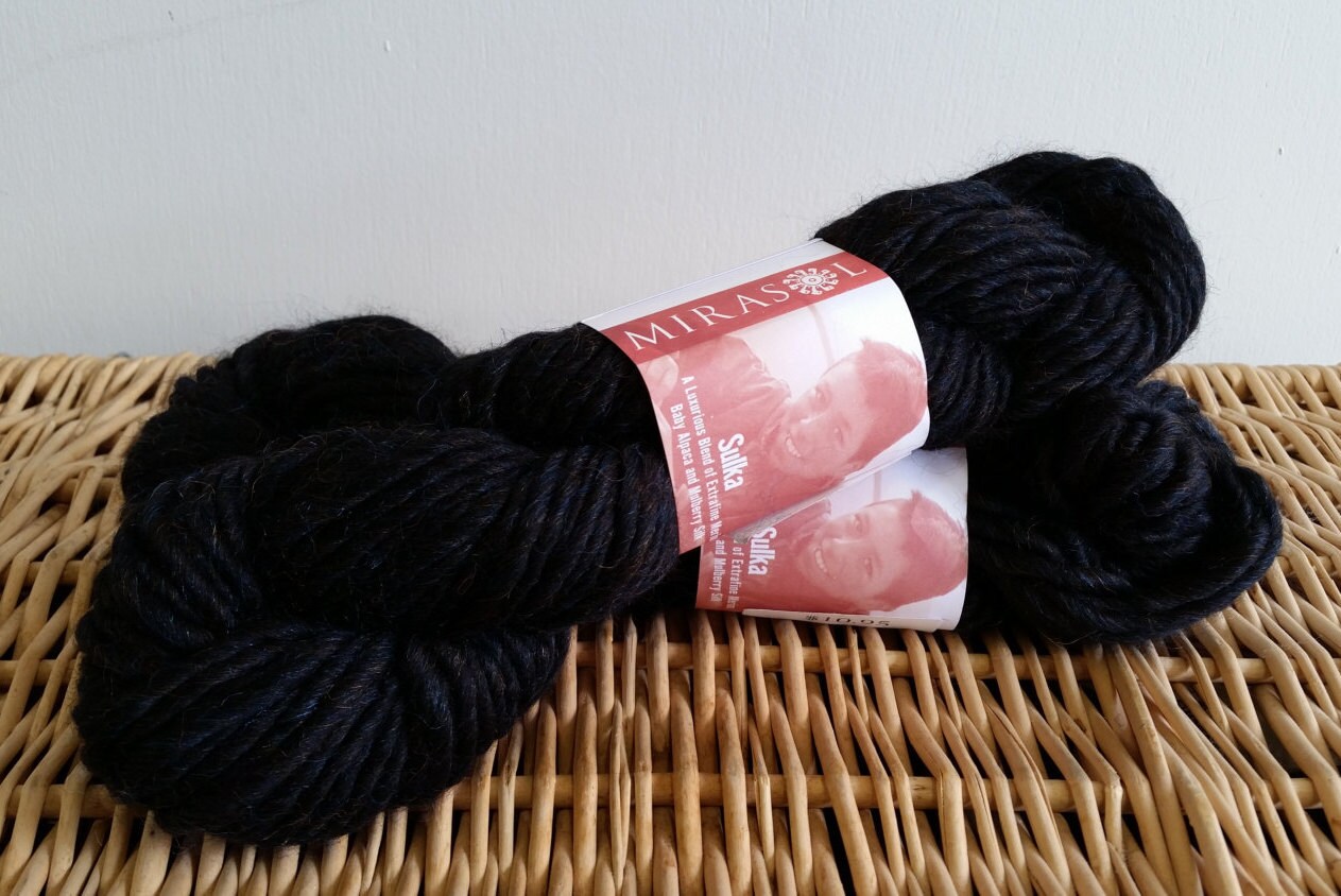 Alpaca Blend Chunky Yarn Mirasol Sulka 211 Black Pepper Merino Silk"