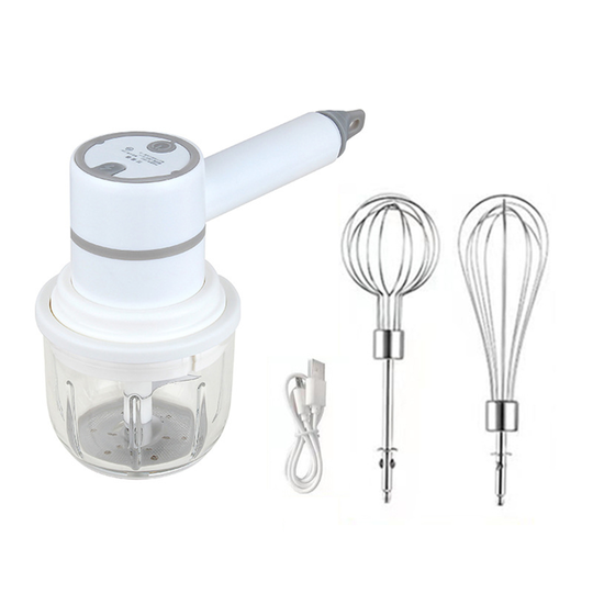 3-gear Electric Egg Beater Adjustable Overload Protection Multifunctional Dual-use USB Electric Egg Blender for Cooking - white