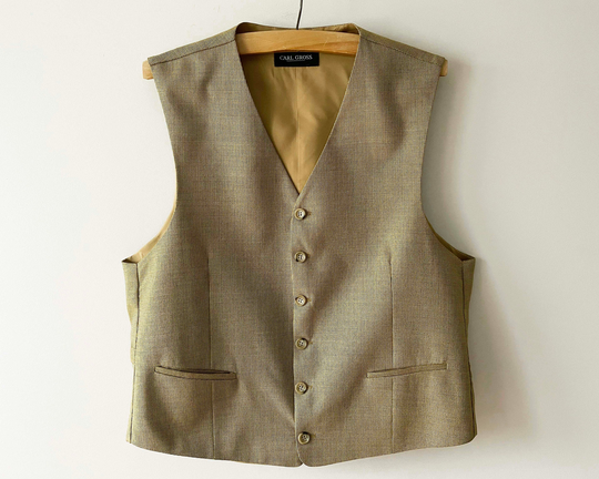 Men Formal Vest, Mustard Wool Silk Blend Classic Waistcoat, Gentlemen's Wedding Groom, Gift For Him, Size Xl Large Vest