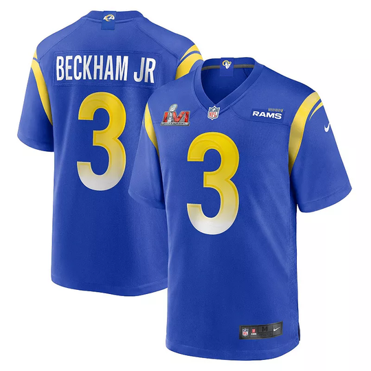 Men's Nike Odell Beckham Jr. Royal Los Angeles Rams Super Bowl LVI Game Patch Jersey, Size: 2XL, Blue
