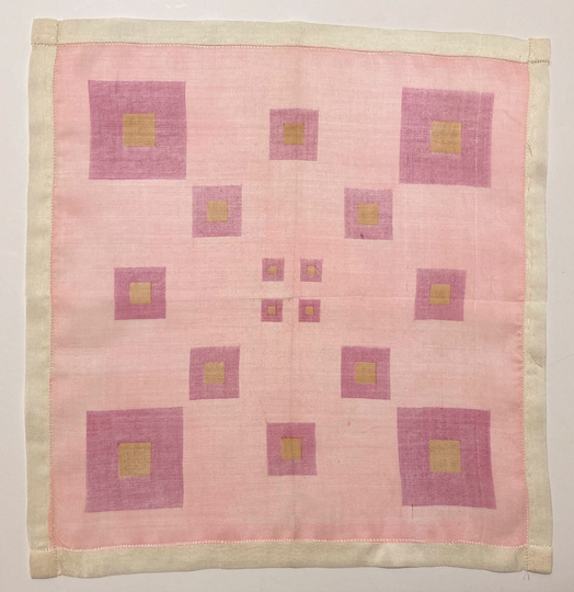 Vintage Pink Geometric Modernist Design Silk Hankie