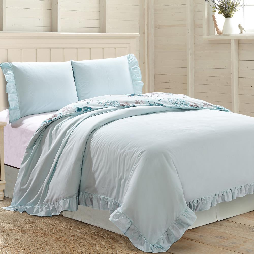 Amrapur Overseas Ruffled Multi-colored Multi Reversible Queen Duvet (Blend with Polyester Fill) | 3DVTCTNG-CSY-QN