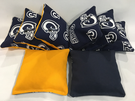 Los Angeles Rams 8 Cornhole Bags Bean Toss Print Fronts W/Duck Backs