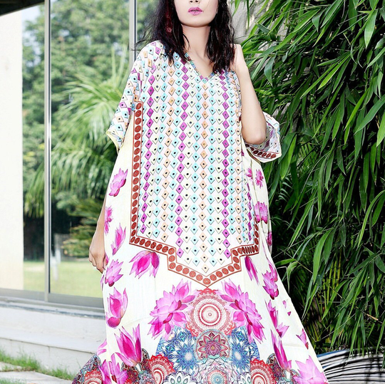 Casual Wear Kaftan For Women Kaftan Beach Silk Dress Resort Embellished Luxury