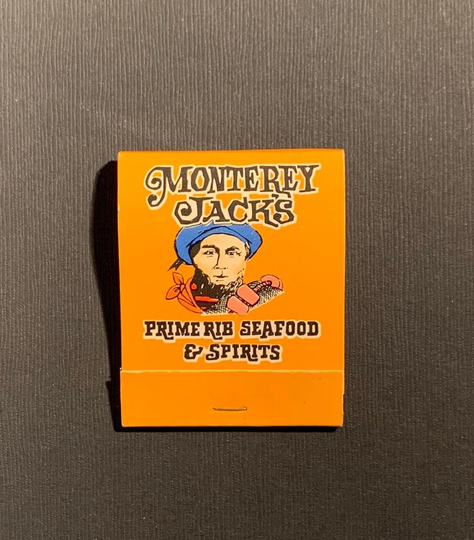 Vintage Matchbook, Monterey Jacks, Prime Rib, Seafood, Restaurant, California, Missing 1 Match Stick, Free Ship in Usa