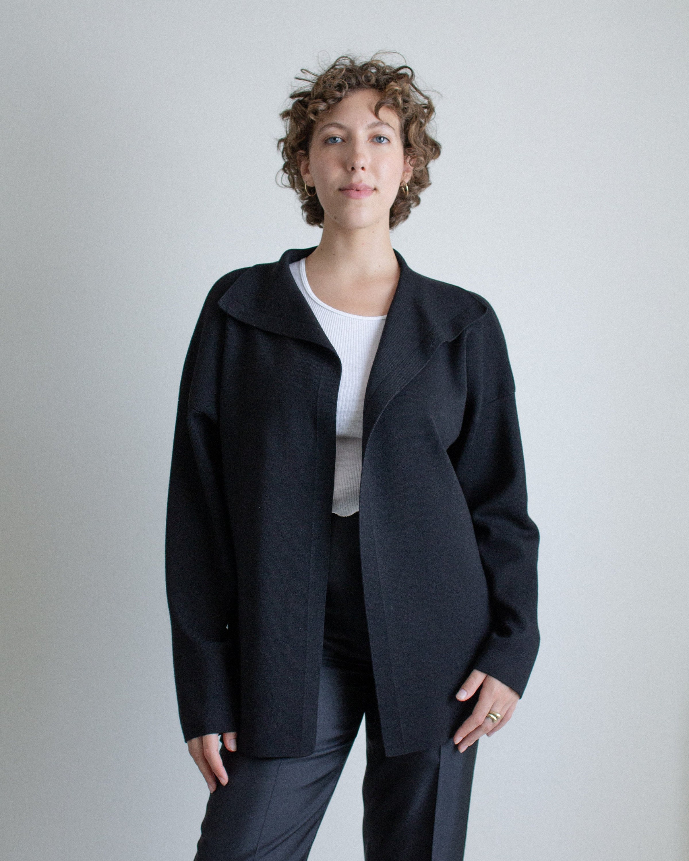 Vintage Black Wool & Silk Blend Cardigan // Xl | 1992