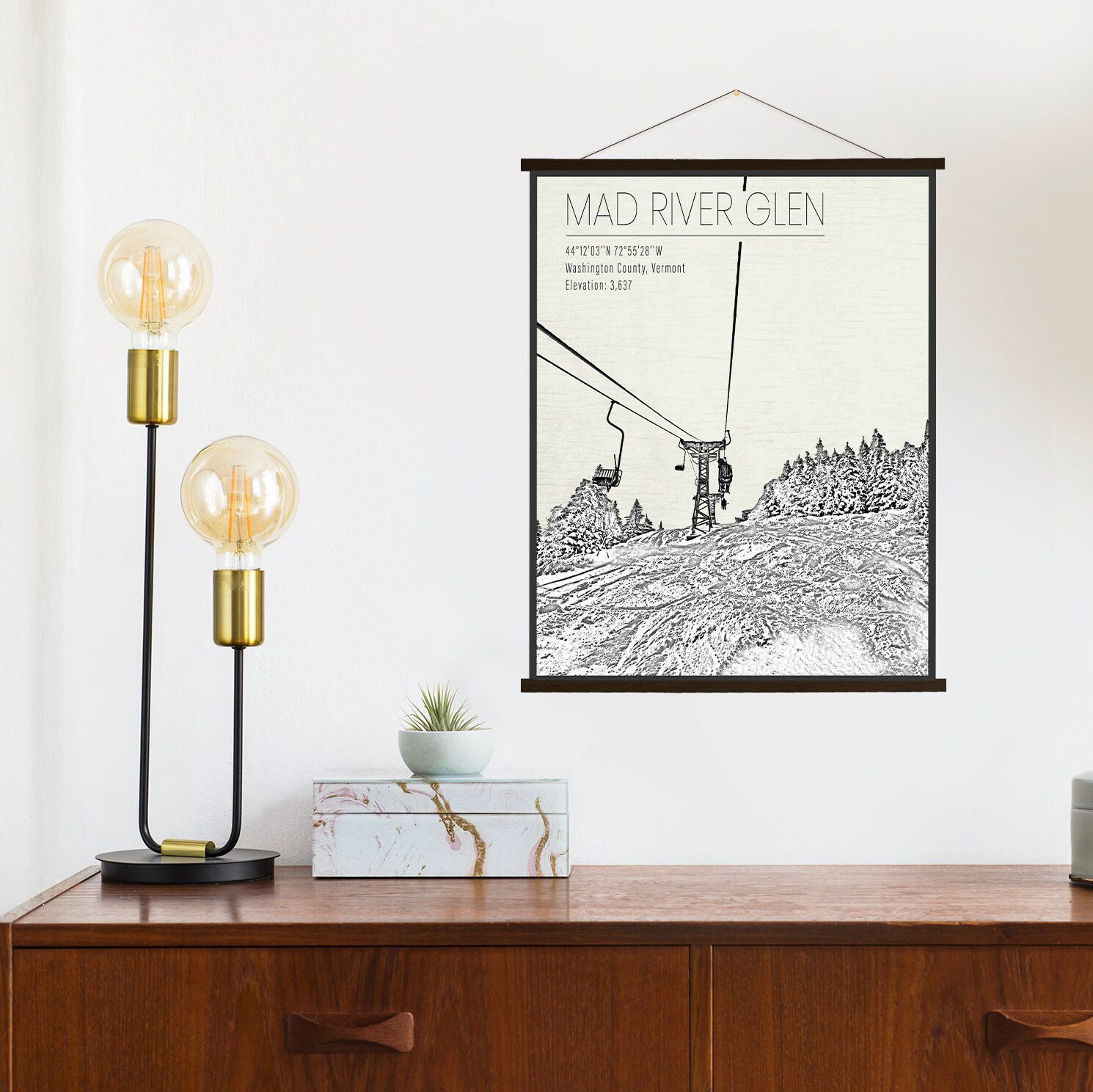 Mad River Glen Vermont Ski Resort Print | Hanging Canvas Of Printed Marketplace