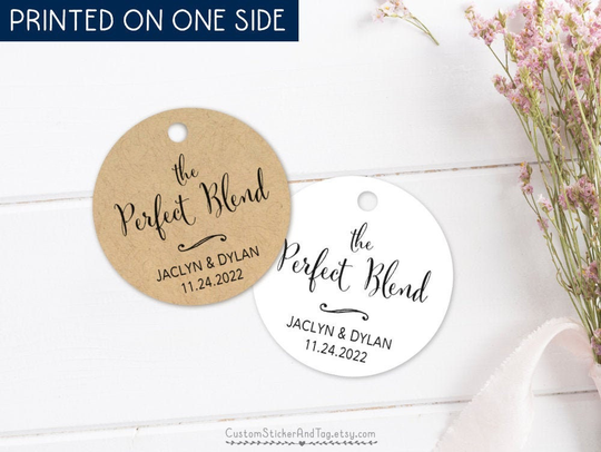 The Perfect Blend Wedding Tags For Tea, Coffee, Spice Or Bbq Rub Mix, Custom Personalized Bridal Shower | T-184