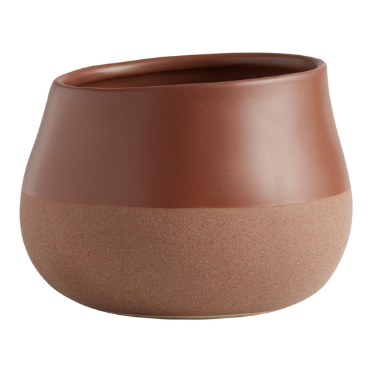Two Tone Terracotta Textured Ceramic Pot: Brown by World Market