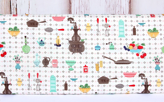 Riley Blake, Cook Book By Lori Holt, Main Kitchen Tools Multi, C11750, 100% Quilting Cotton Fabric