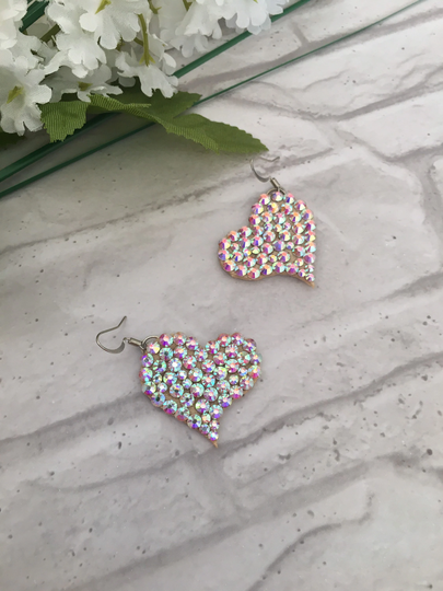 Hearts Earrings By Amalia Design, Ballroom Earrings, Bellydance Party Show Ab