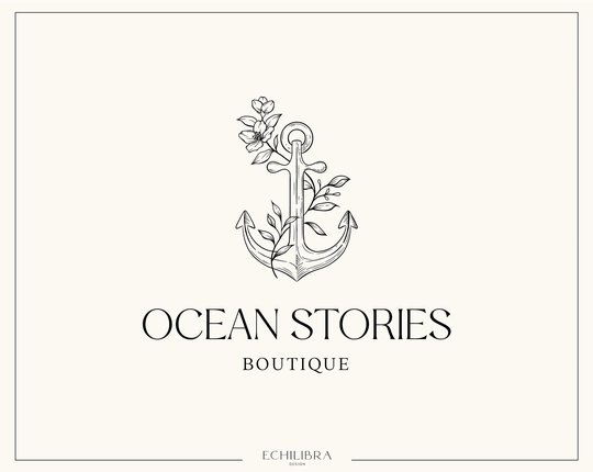 Pre-Made Anchor Logo, Flower Nautical Coastal Botanical Logo
